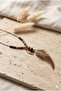 Handmade Cream Color Feather and Bead Detailed Special Design Authentic Long Necklace - 2