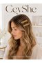 Pinterest 2-Piece Shiny Gold Chain Detailed Imported Gold Plated Thick Metal Snap Clip Hair Clip - 6