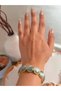 Women's Steel Gold Color Gray Cat Eye Stone Flexible Bracelet