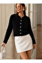 Women's Diamond Pattern Stone Detailed Plush Look Knitwear Basic Cardigan - 2