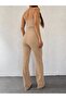 Women's Chain Strap Crop Imported Crepe Blouse and Trousers Two-Piece Set - 4