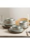 Stone Lain Brasa Modern Stoneware 16 Piece Dinnerware Sets, Plates and bowls Sets, Dish Set for 4, Light Green - 3