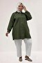 68061 Large Size Muslin Shirt with Pockets and Cuffs - Khaki - 2