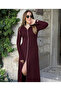 Women's long sleeve maxi viscose two-thread dress with front zipper - 2