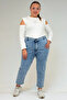 9125-7 Plus Size Boyfriend Jeans - Snow Wash Ice Blue