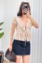 Women's Ruffle Tie V-Neck Summer Blouse Short Sleeve Flounce Loose Chic Casual Blouse - 4