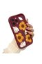 iPhone 15 Pro Compatible Case Camera Protector Burgundy Silicone Couple Phone Case with Floral Pattern - 3