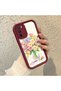 Oppo A16 Compatible Case Camera Protector Claret Red Silicone Couple Phone Case Floral Pattern - 3