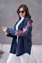 Women's Tulle Floral Embroidered Denim Kimono Jacket - 5