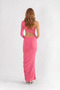 Women's Pink Single Sleeve Window Detailed Gathered Maxi Dress Yel0897 - 5