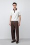 White Cotton Textured Polo Collar Knitwear - 4