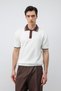 White Cotton Textured Polo Collar Knitwear - 2