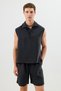 Black Lyocell Blend Crop Fit Sleeveless Men's Shirt