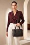 Women's Hand and Shoulder Bag with Logo, Multi-Compartment, Zippered, Stylish, Brown