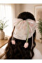 Tulip Model Tail-Shaped Organza Fabric Bow with Hanging Tassel Clasp
