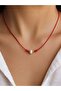 Baroque Pearl-Looking Red String Choker Necklace with Doric Detail