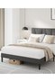 Maya Upholstered Bed Frame |King Size| Padded Headboard, Wooden Slat Support, Platform Bed|180 W x 200 L CM|Dark Grey