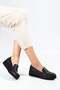 Large Size Women's Wedge Heeled Casual Shoes Black Belted Model - 4