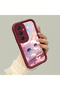 Samsung Galaxy A24 Compatible Case Camera Protector Burgundy Silicone Couple Phone Case Cat Pattern - 2