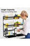 3 Layer Dish Drying Rack Over the Sink - 3 Tier Compact Kitchen Organizer and Storage Space Saver for Counter - Dish Drainer and Utensil Holder (Stainless Steel, Black Dish Rack) - 2