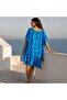 Par-13039 Blue Ikat Patterned Laser Beach Dress & Pareo |   Eos Collective - 3