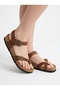 Women's Mc301-Crz Genuine Leather Tan Cross Buckle Orthopedic Sandals - 5