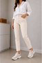 Alley Women's Beige High Waist Lycra Trendy Mom Jean