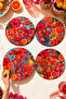 Ciao Bella Italian Patterned 4-Piece Wooden Mdf Plate Set – 30 cm American Service, 3 mm Uv Digital Printing - 2