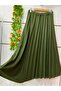 Pleated Crepe Skirt Lined Khaki