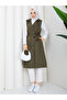 Women's Double-Breasted Buttoned Belted Long Vest Rc3150 - 5