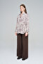 Women's Shawl Patterned Waist-Tie Shirt - 4