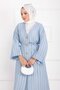 Gold Buttoned Lace-Up Long Kimono Baby Blue - 2