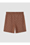 Brown Heart Patterned Maternity Shorts Pajama Set - 7