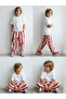 2-Pack Carrot Pants 100% Cotton Red and White Thick Stripes and Black and White Thin Stripes - 2