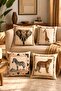 Framed African Animals Patterned 4-Piece Throw Pillow Cover Set