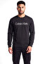 Men's Regular Fit Logo Printed Round Neck Long Sleeve Black Sweatshirt