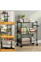 - Rolling Cart with Wheels, 3-Tier Kitchen Storage Cart with Handle, Wire Shelving Unit, Metal Organizer with Basket for Bathroom, Office, Laundry Room, Pantry - 6