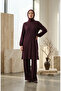 Bürümcük Fabric Tunic Pants Hijab Double Set 0571-04 Plum - 2