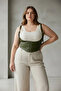 Plus Size Khaki Women's Belted Corset with Tie Detail - 2
