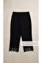 Plus Size Lycra Elastic Waist Slim Viscose Women's Capri Leggings with Embroidered Leg Detail - 2
