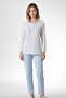 Mecit 6361 blue 100% cotton plus size women's pajama set - 2