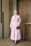 Women's Detachable Collar Patterned Waist Tie Dress Powder - 5