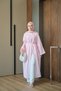 Women's Back Zipper Detail Waist Tie Long Tunic Pink - 4