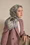 Twill Silk Scarf Large Floral Blue Gray 90X90 - 2