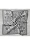 Twill Silk Scarf Large Floral Pale Gray 90X90 - 5