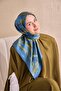 Twill Silk Detailed Belt Scarf Indigo 90X90 - 2