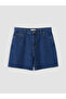 Vizyon New Season Navy Blue Large Size Women's Jean Shorts - 5