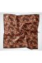 Cotton Polyester Scarf Orange-Black Yavruağzı Ecru Botanical Patterned Soft Textured Firmly Structured 90X90 - 5