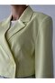Cotton Detailed Crop Blazer Jacket Yellow - 3