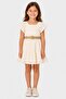 Kids Girl Textured Short Sleeve Dress, Off White